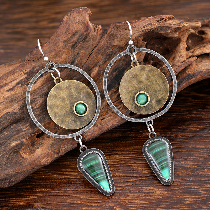 Retro Geometric Enamel Earrings
