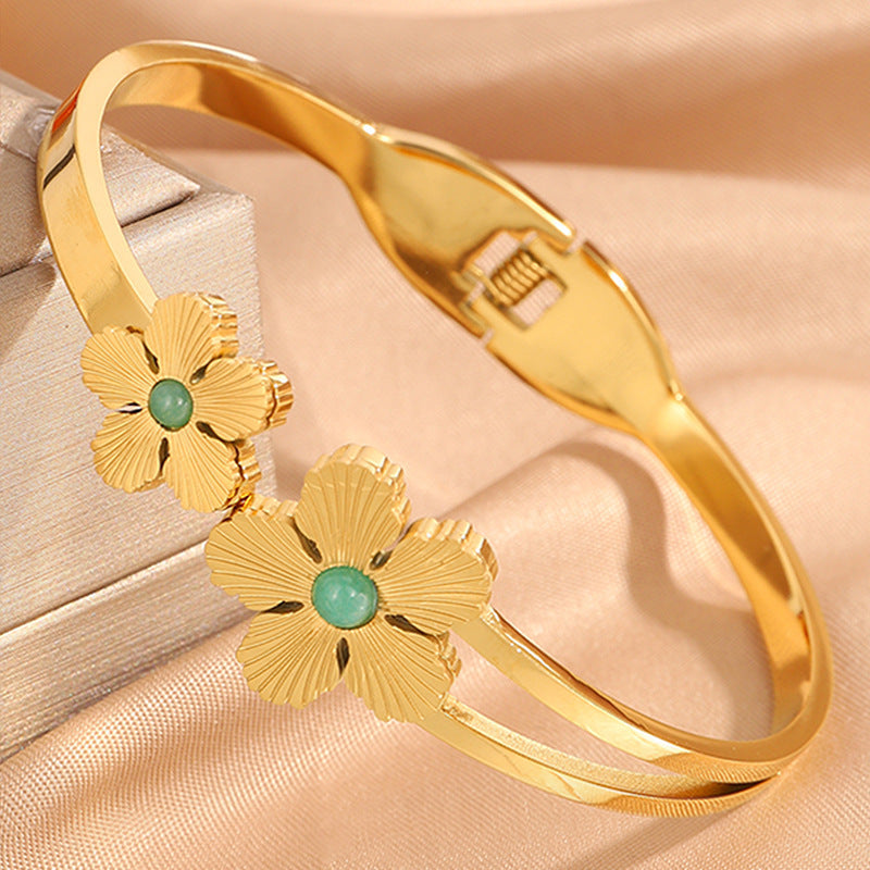 Personalized Flower Stainless Steel Bracelet