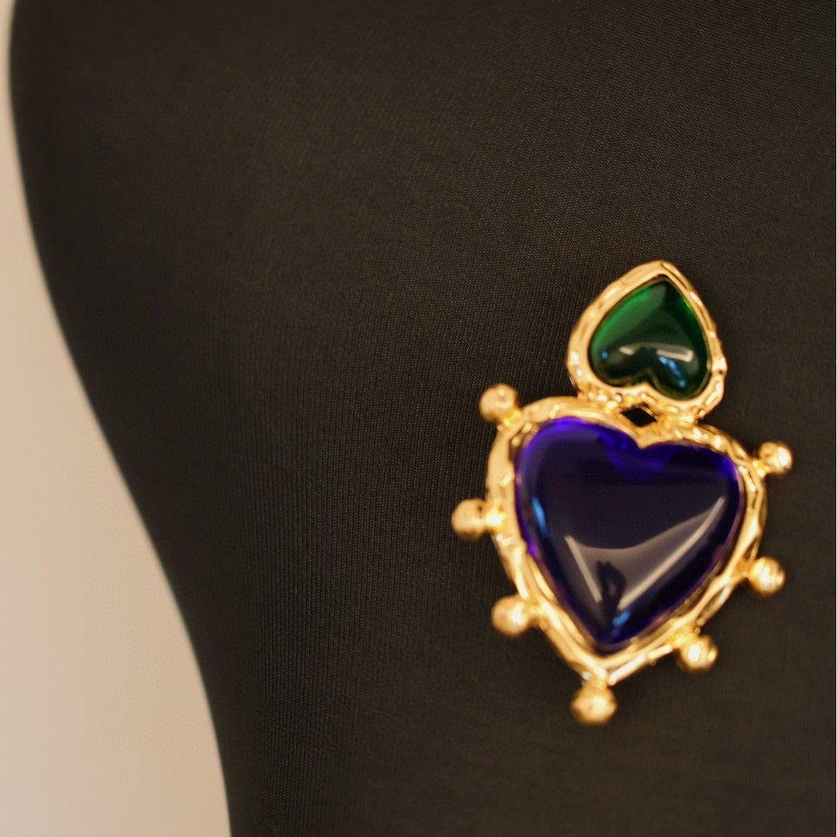 Bottle Green Vintage Heart Earrings