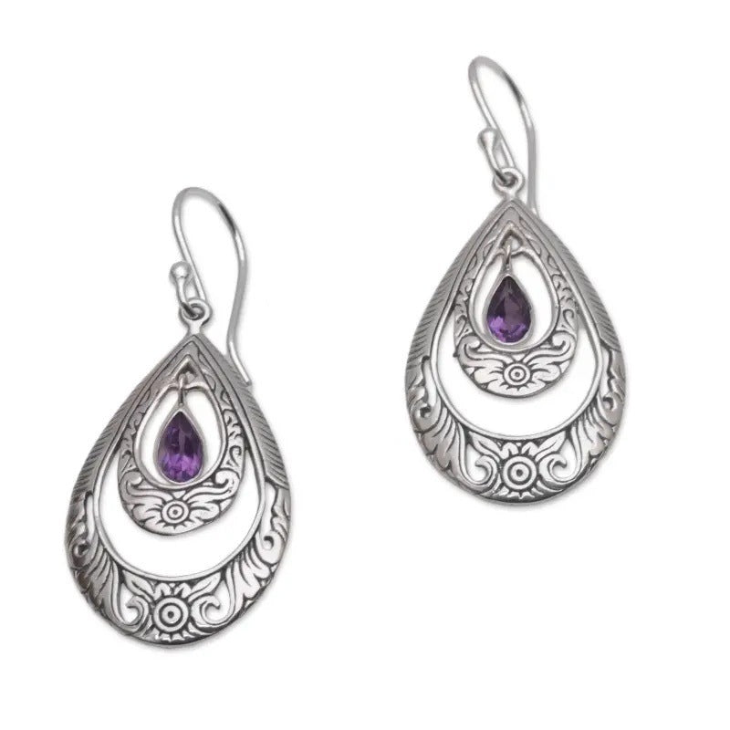 Elegant Purple Drop Earrings