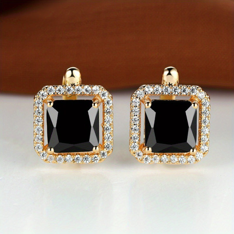 Platinum Diamond Square Stud Earrings