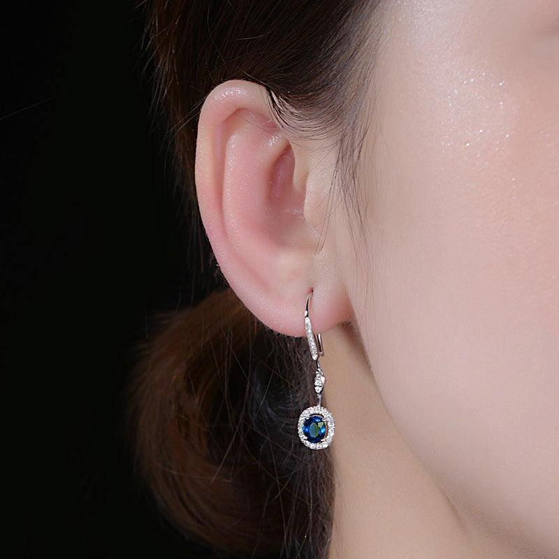 Elegant Sapphire Colored Long Earrings