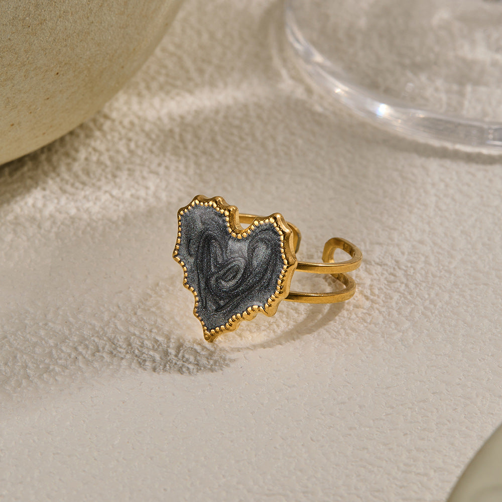 Irregular Heart Stainless Steel Ring