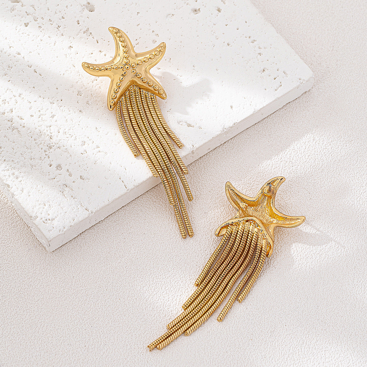 Starfish Tassel Earrings in Gold