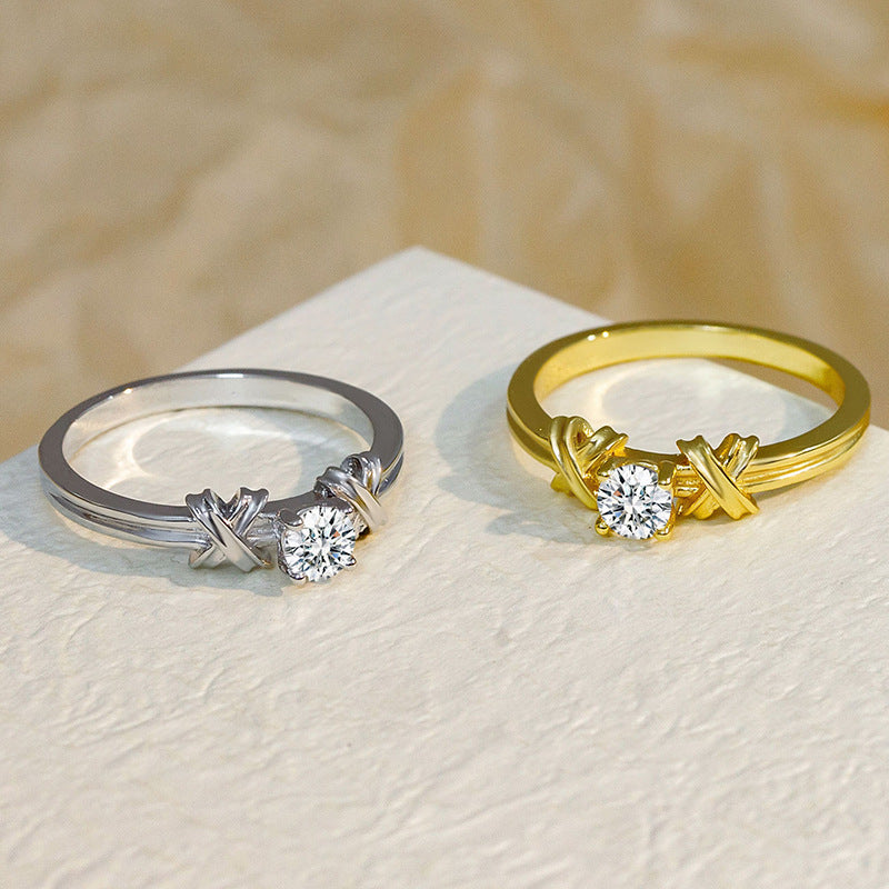 Elegant Zircon Geometric Ring
