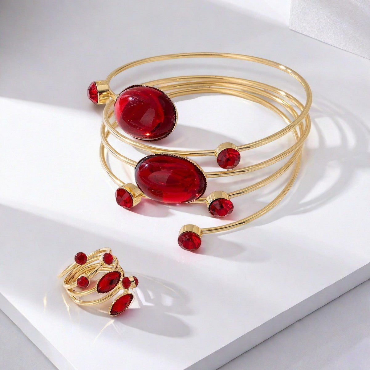 Elegant Rhinestone Bracelet and Ring Set