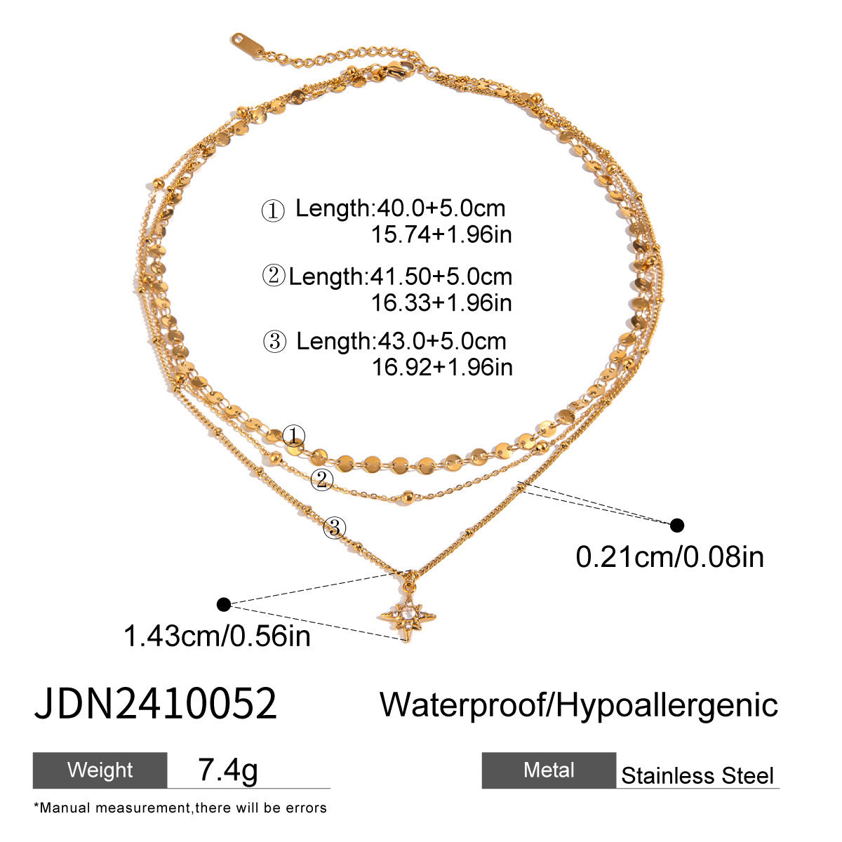 Rhinestone Star Pendant Necklace
