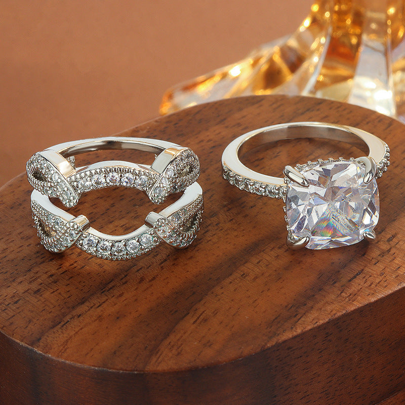 Elegant Rhinestone Square Ring