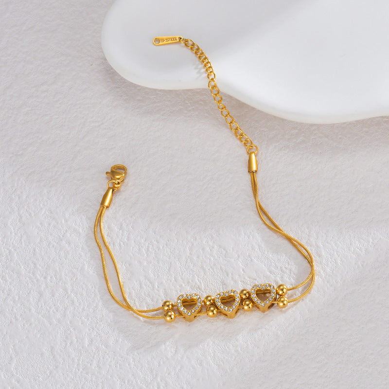 Elegant Gold Love Diamond Bracelet