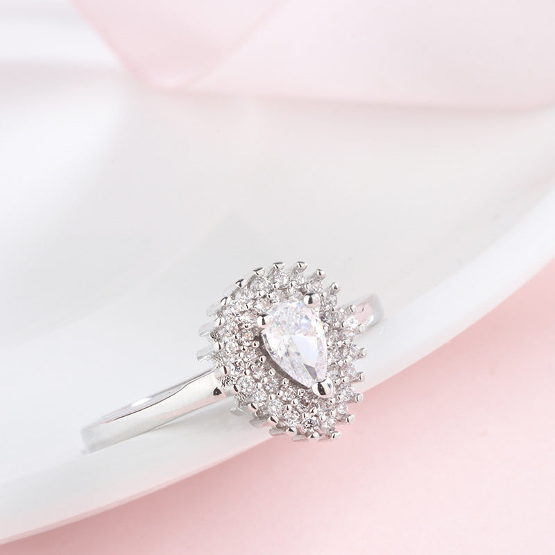 Elegant Silver Diamond Drip Ring