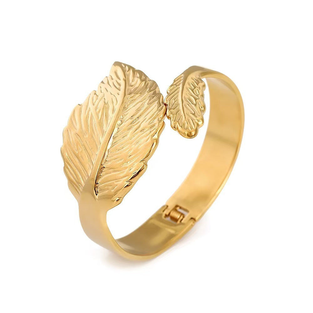 Elegant Leaf Titanium Bracelet
