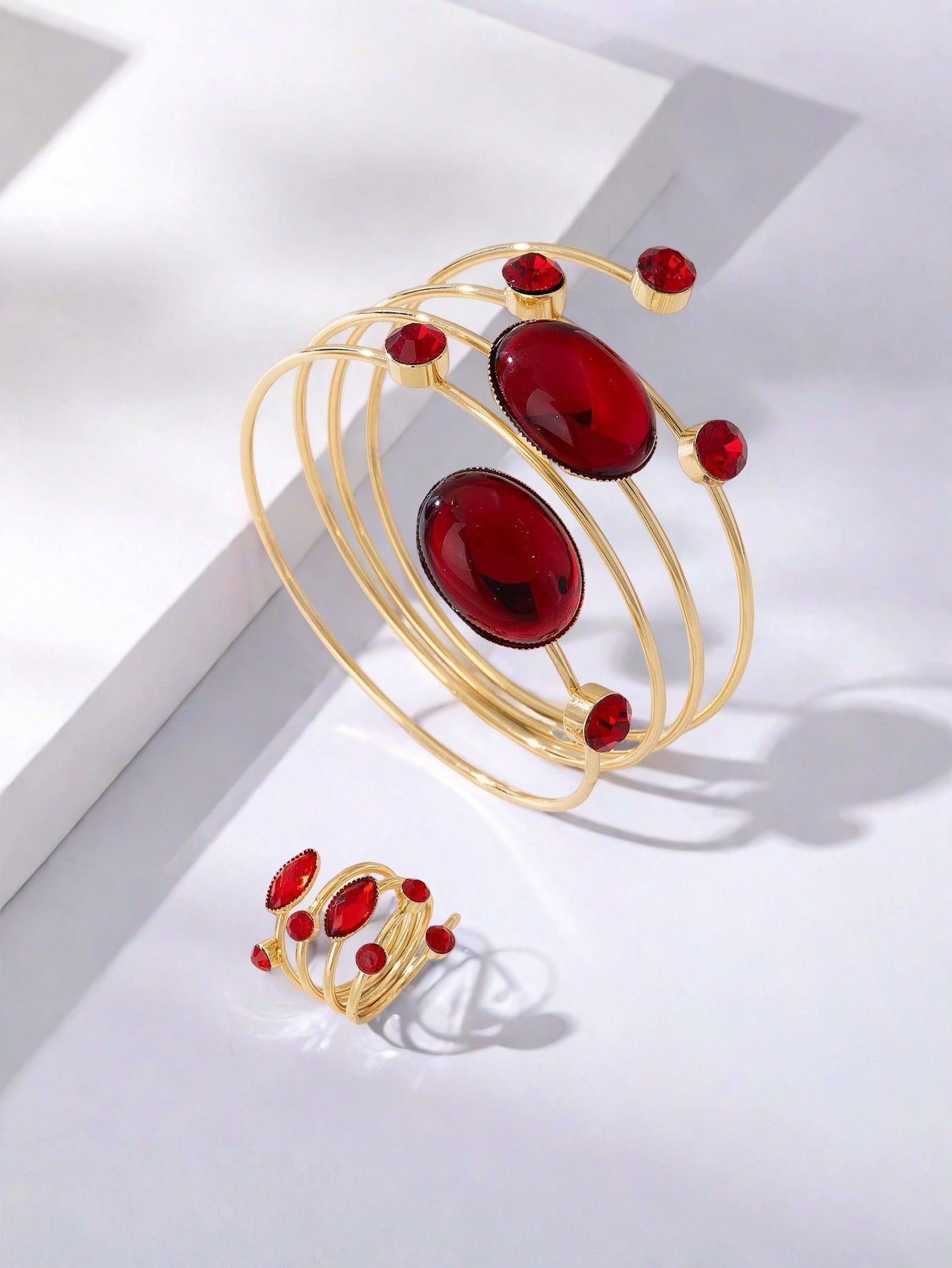 Elegant Rhinestone Bracelet and Ring Set