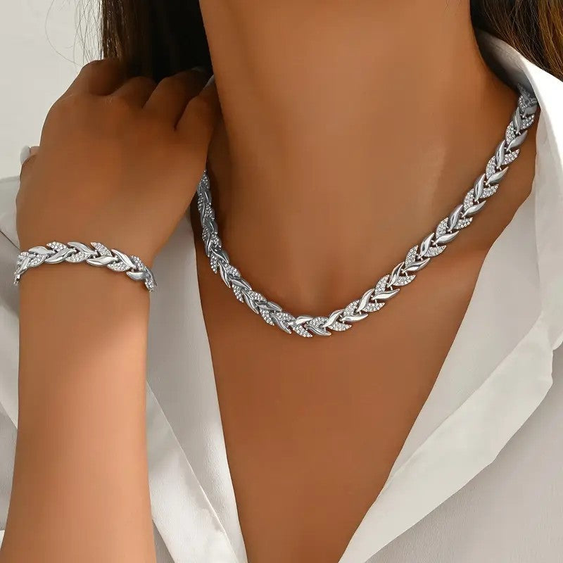 Willow Leaf Diamond Bracelet Set