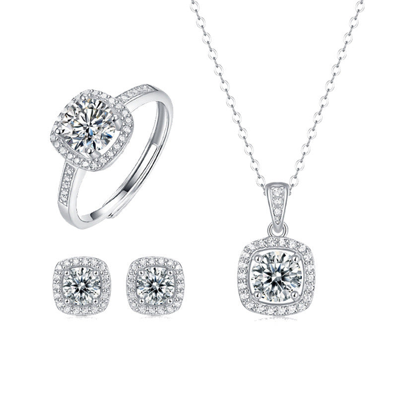 Korean Moissanite Ring Necklace Set