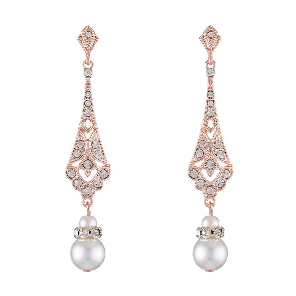 Alloy Silver Pearl Drop Earrings