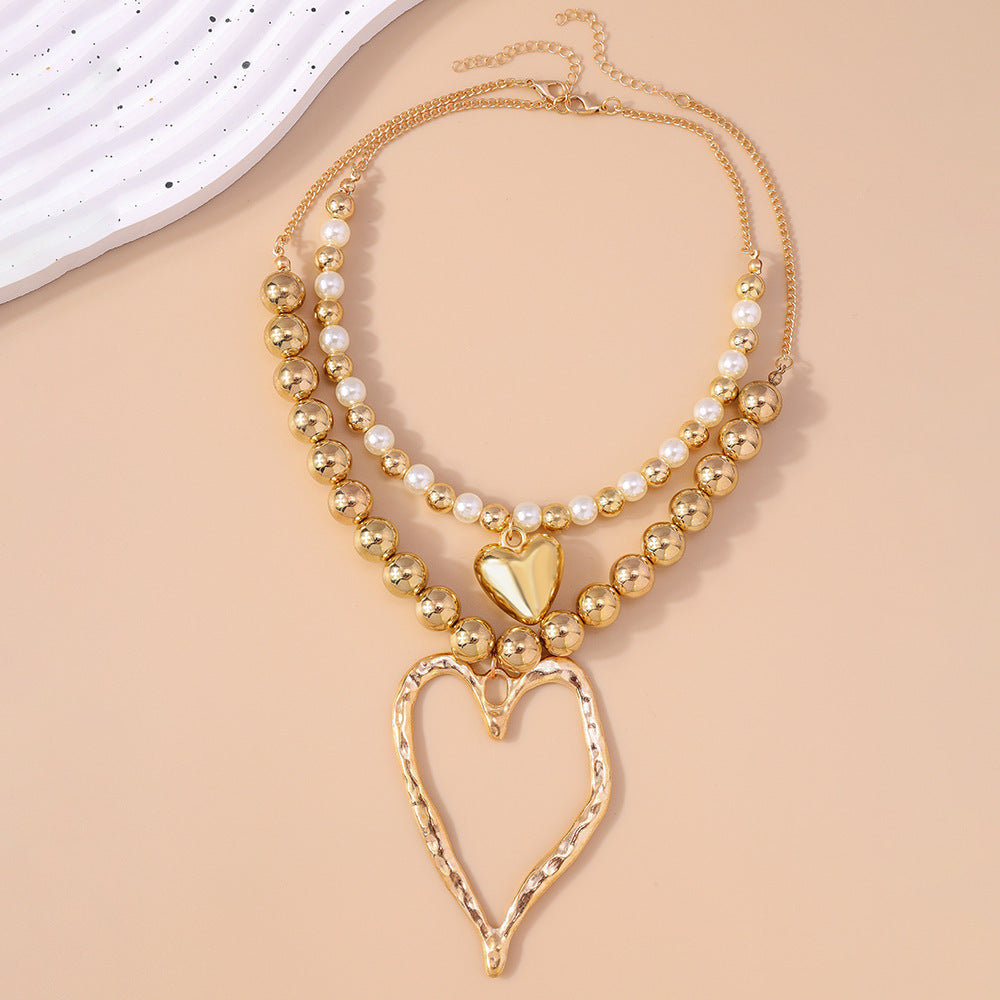 Heart Charm Beaded Necklace Set