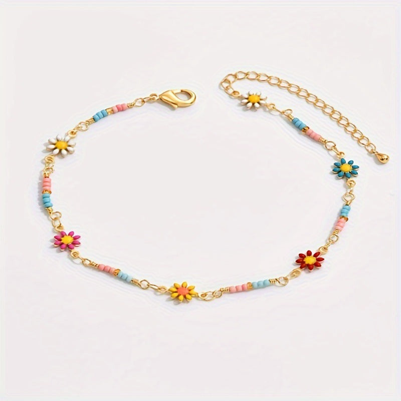 Elegant Floral Color Anklet
