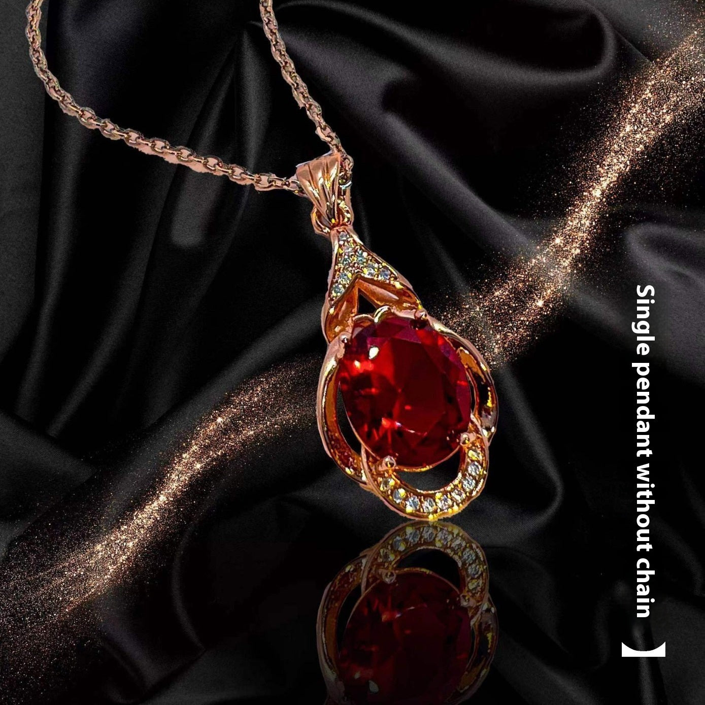 Korean Red Tourmaline Pendant Necklace