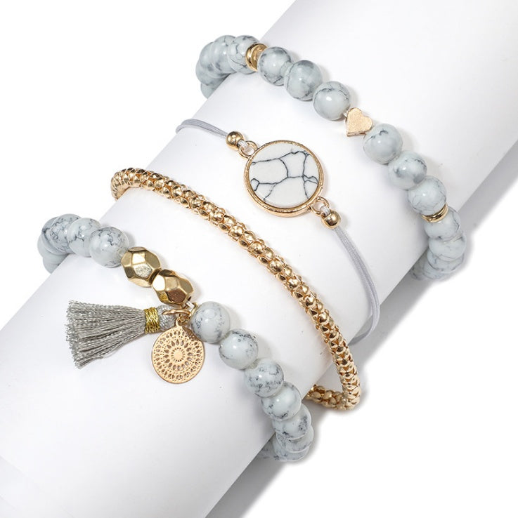 Geometric Pine Stone Bracelet Set