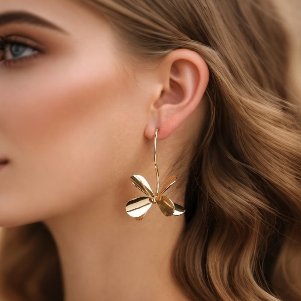 Elegant Leaf Dragonfly Earrings