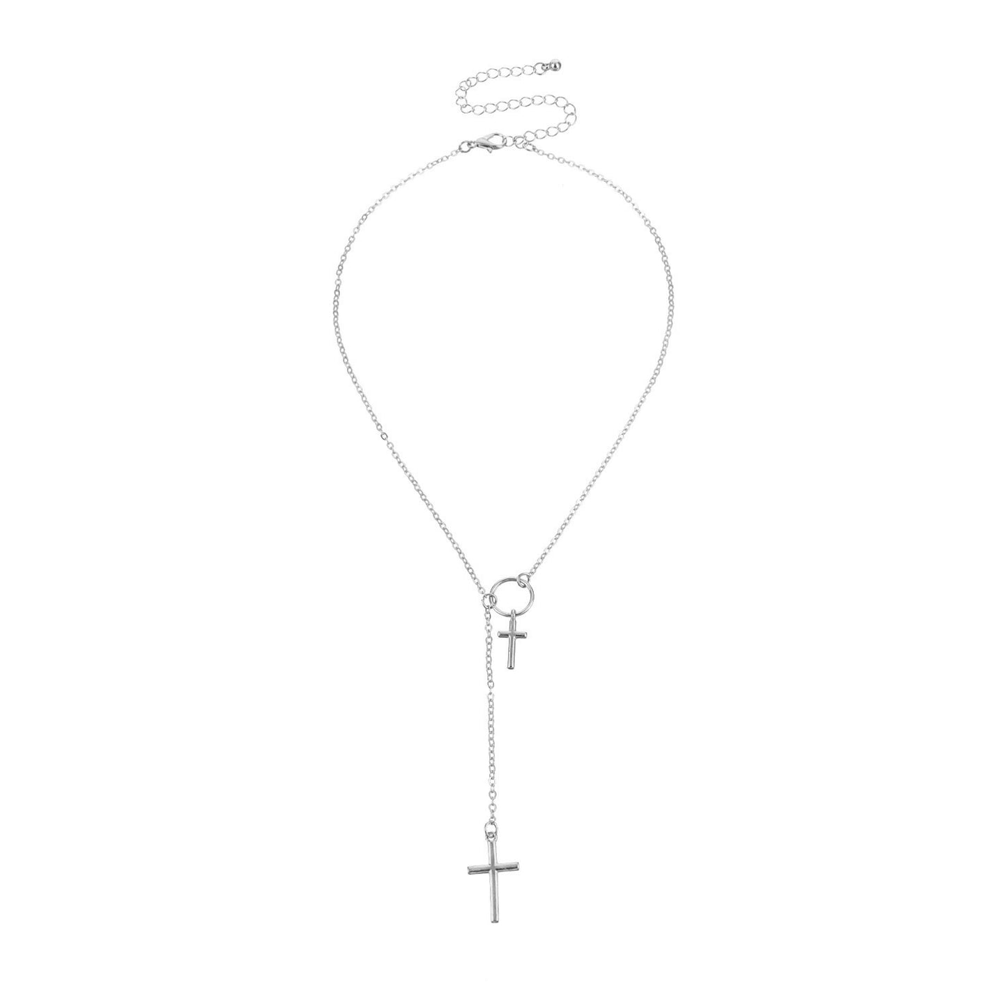 Elegant Double Layer Cross Necklace