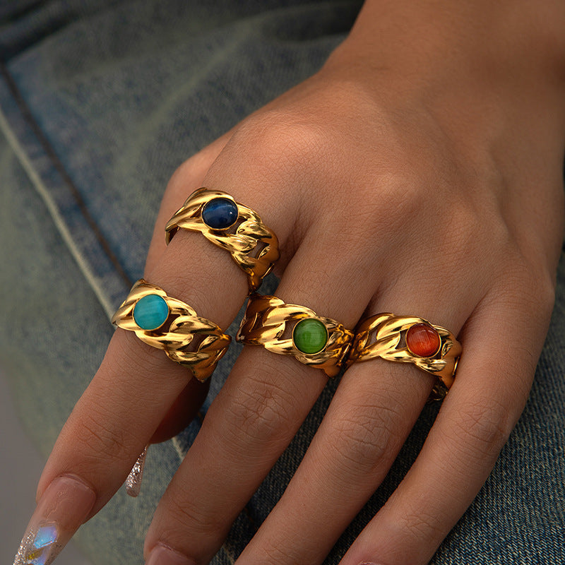 Elegant Titanium Gold Plated Ring
