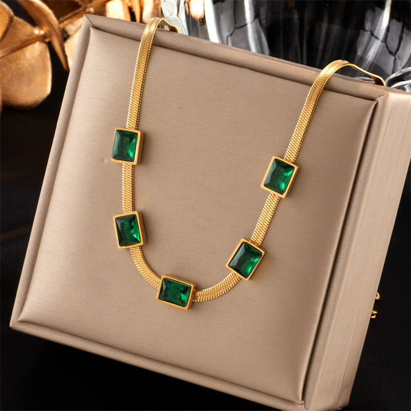 Elegant Green Zircon Necklace Set