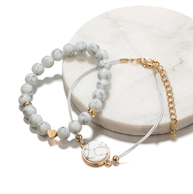 Geometric Pine Stone Bracelet Set