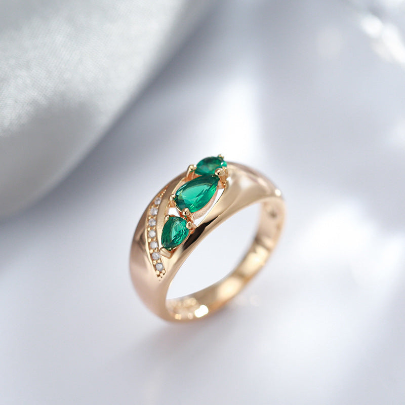 Rose Gold Green Zircon Ring