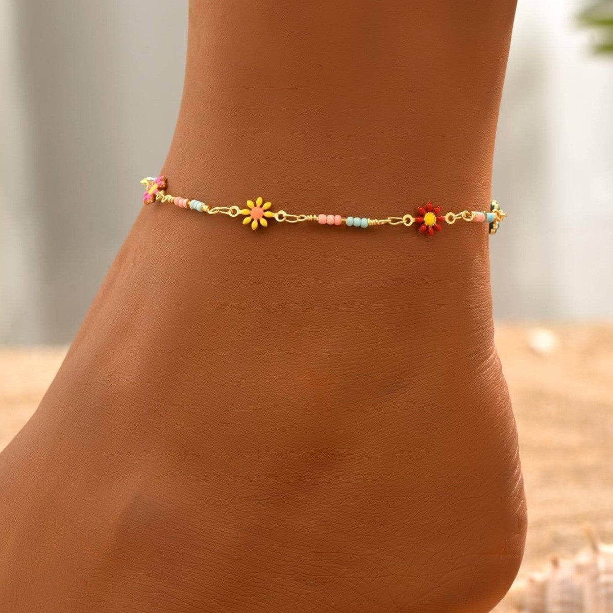 Elegant Floral Color Anklet
