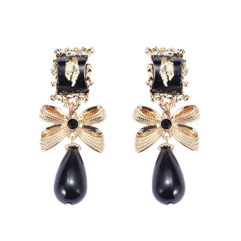Graceful Black Bow Earrings