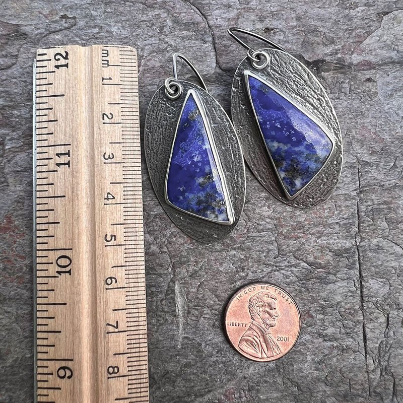 Geometric Navy Blue Enamel Earrings