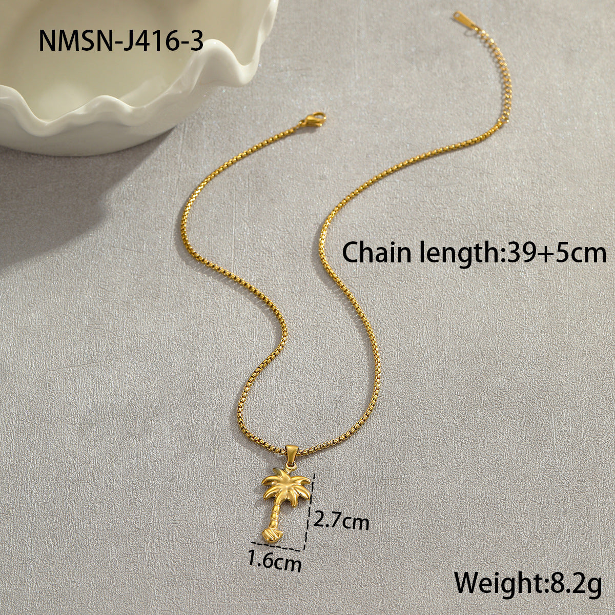 Coconut Fishtail Stainless Steel Necklace