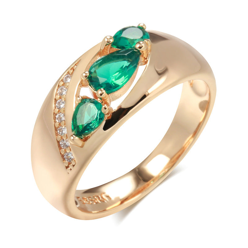 Rose Gold Green Zircon Ring