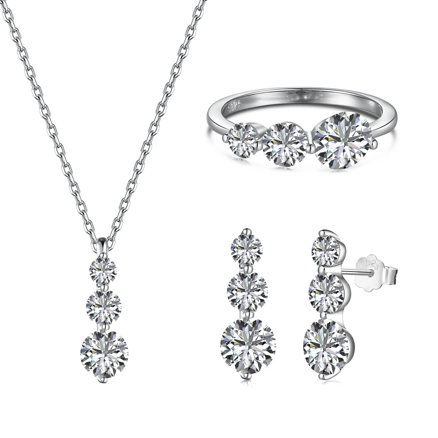 Sterling Silver Zircon Jewelry Set