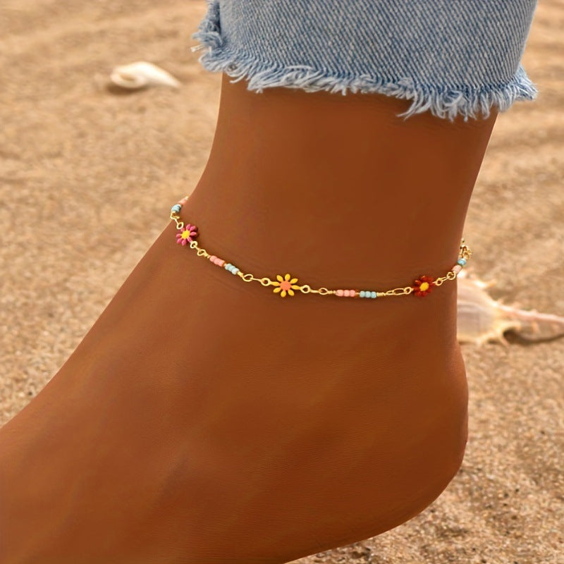 Elegant Floral Color Anklet