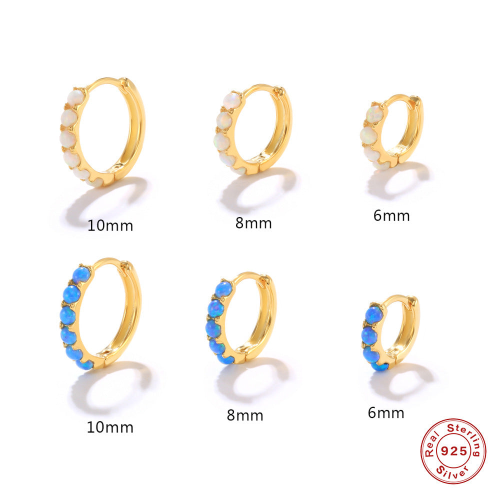 Opal Diamond Silver Earrings