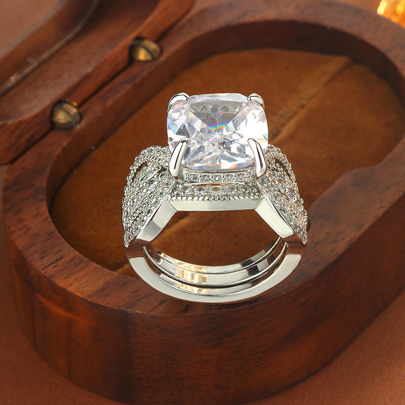 Elegant Rhinestone Square Ring
