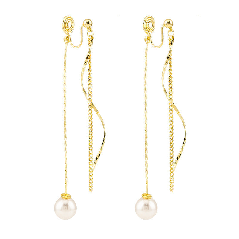 Elegant Pearl Tassel Ear Clips