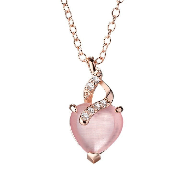 Heart-Shaped Pink Crystal Necklace