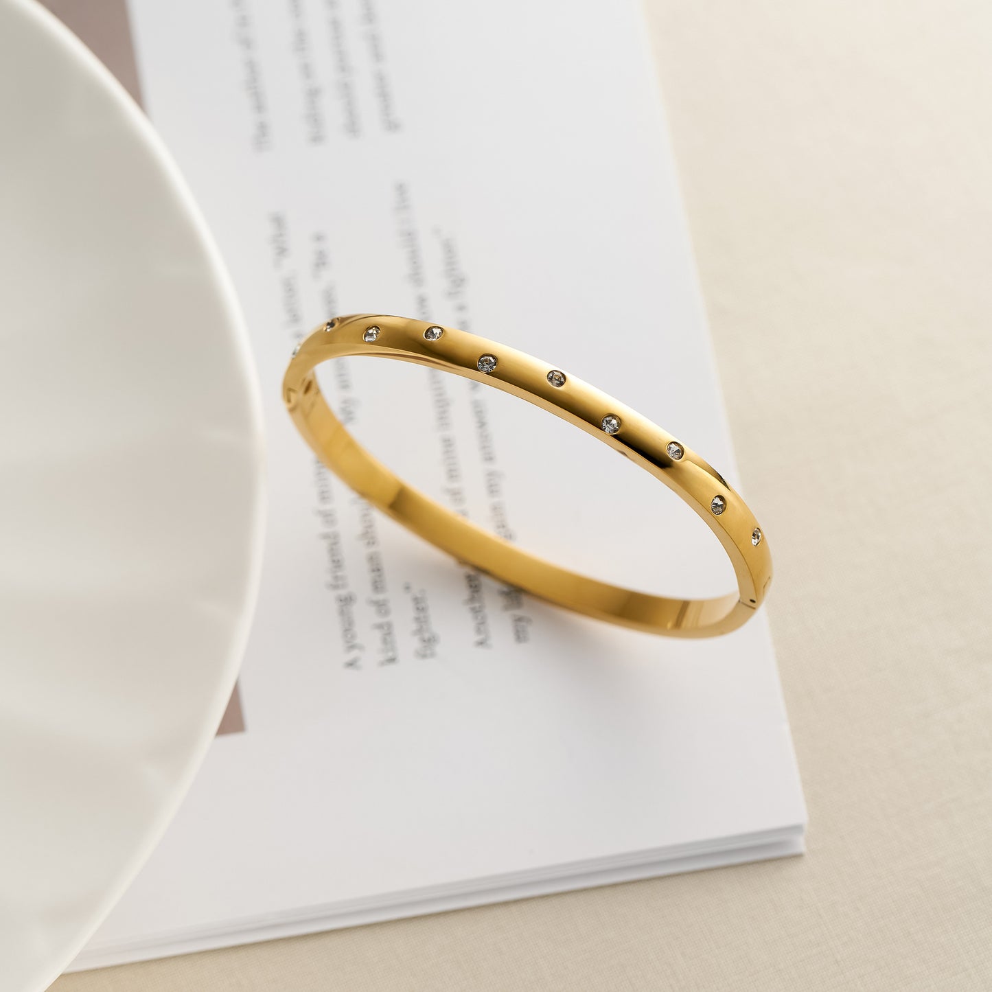 Diamond-Embedded Titanium Steel Bracelet