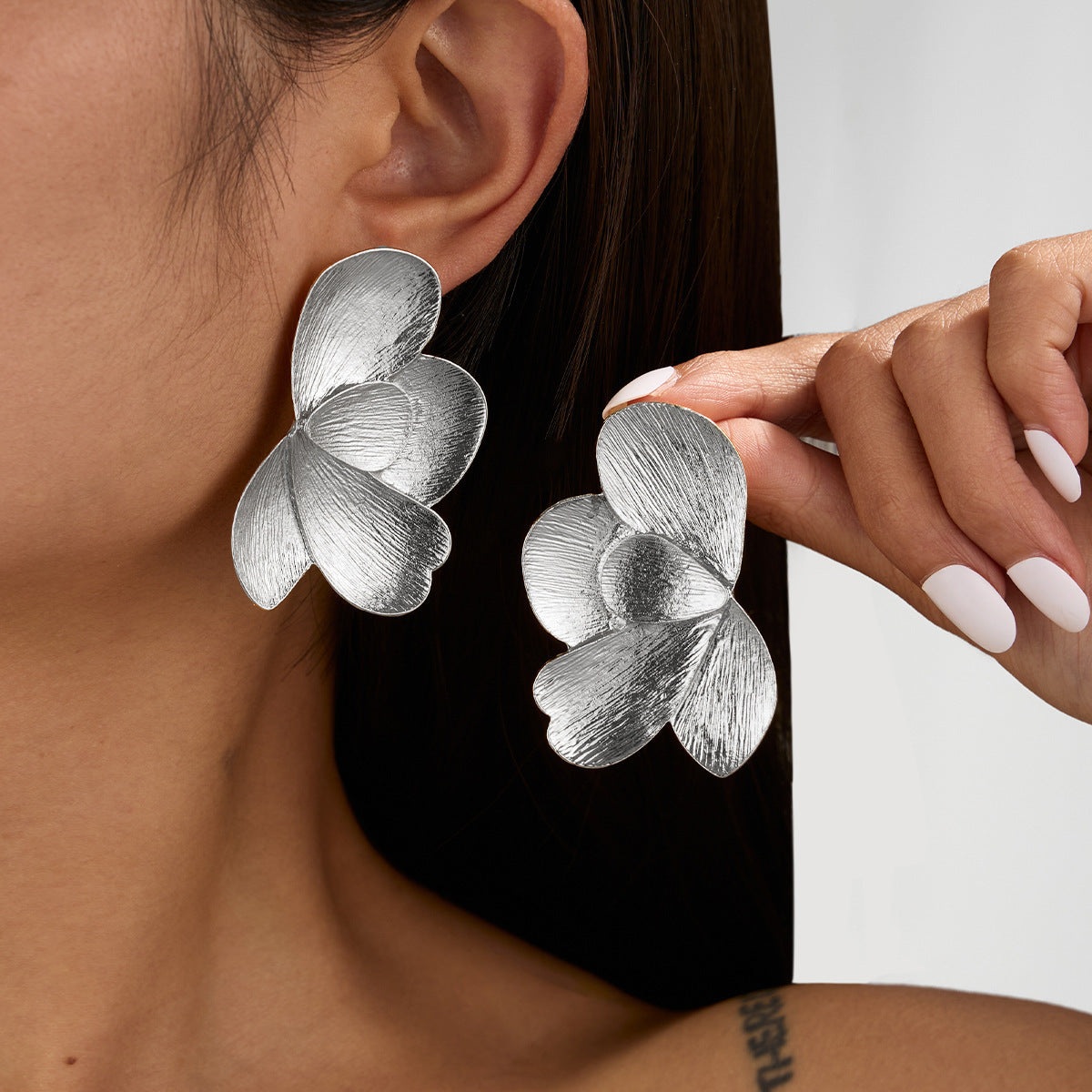Liquid Metal Flower Earrings