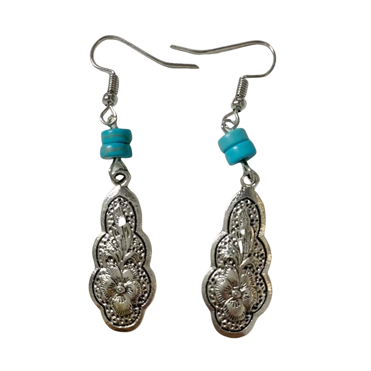 Retro Carved Turquoise Earrings