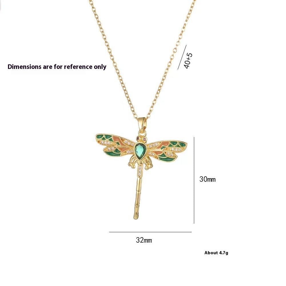 Colorful Dragonfly Pendant Necklace