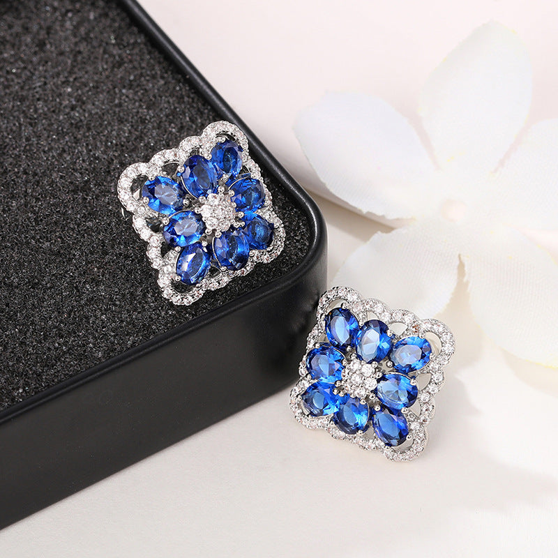 Elegant Blue Flower Earrings