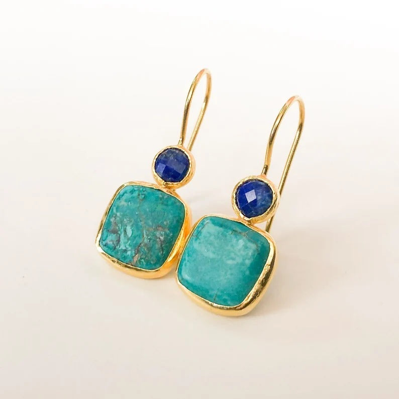 Turquoise Geometric Square Earrings