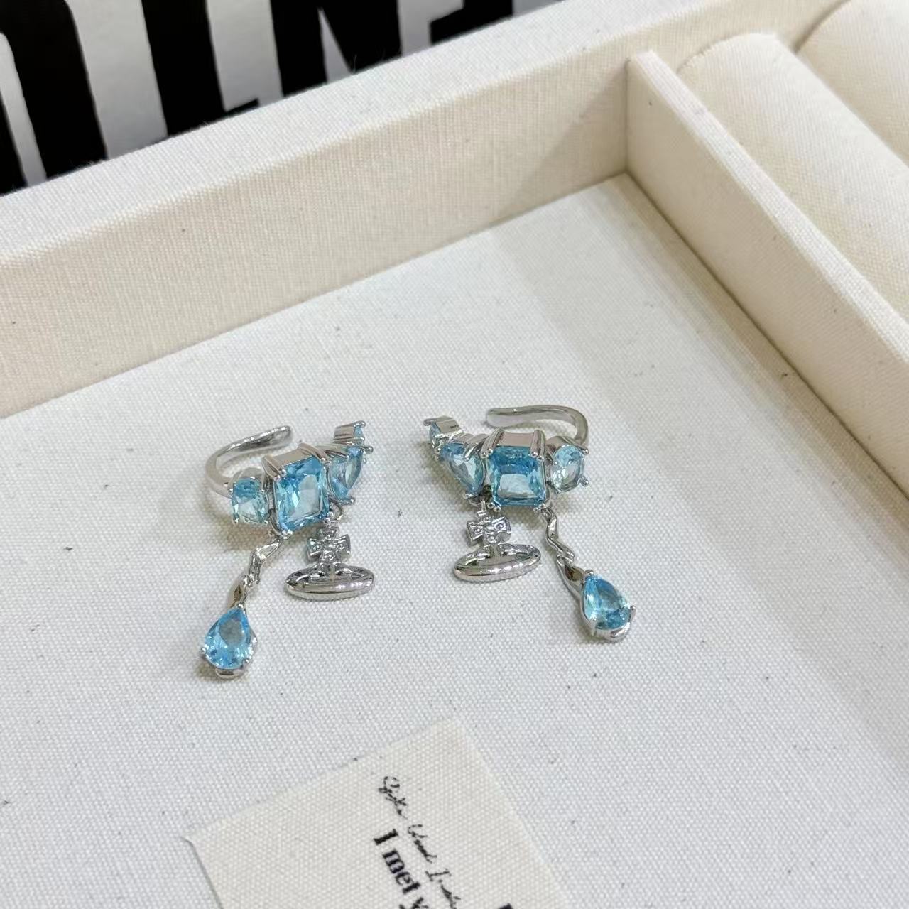 Ocean Blue Diamond Ear Clip