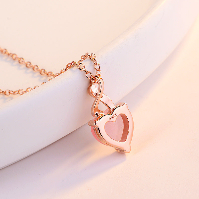 Heart-Shaped Pink Crystal Necklace