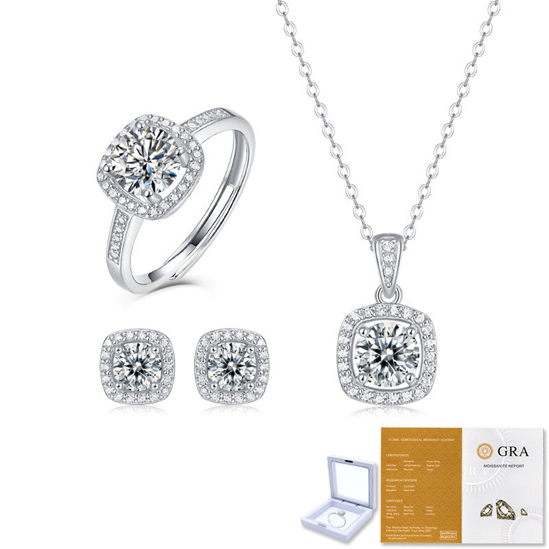 Korean Moissanite Ring Necklace Set