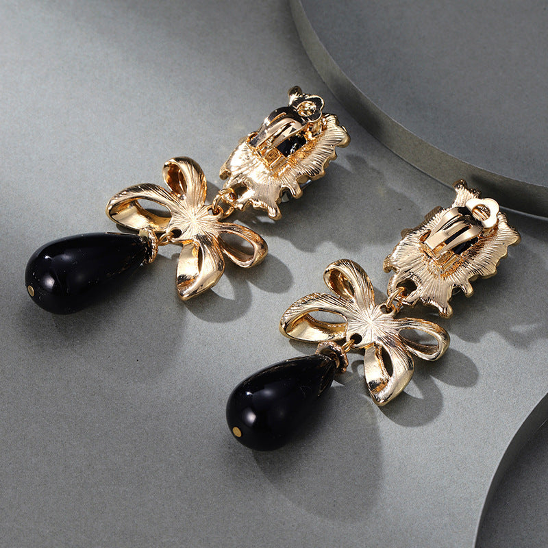 Graceful Black Bow Earrings